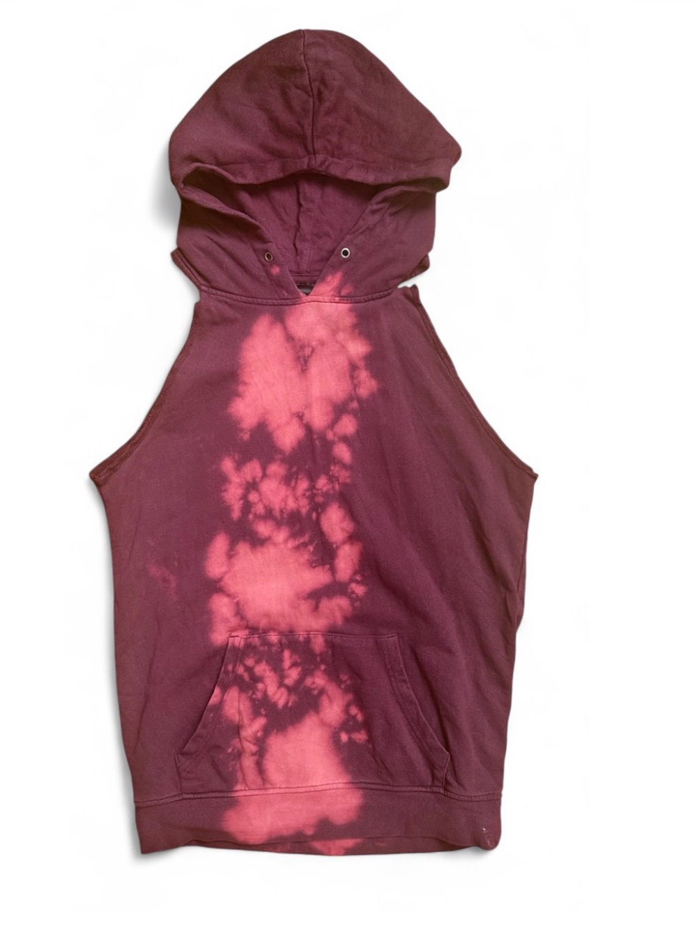 Zine by Zumies Tie-Dye Sleeveless Hoodie in Maroon and Pink